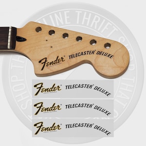 Fender Tele Deluxe Waterslide Guitar Headstock Decals (Set of 3)