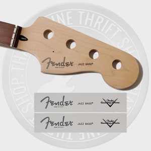 Fender Jazz Bass USA Spaghetti Style Waterslide Decals for Guitar Headstock (Set of 2)