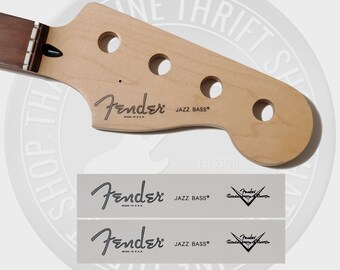 Fender Jazz Bass USA Spaghetti Style Waterslide Decals for Guitar Headstock (Set of 2)