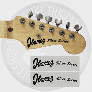Ibanez Silver Series Guitar Waterslide Guitar Neck Headstock Decals (Set of 2)