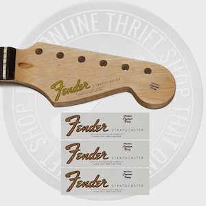 Fender Strat 60&#39;s Style Waterslide Guitar Headstock Decals (Set of 3)