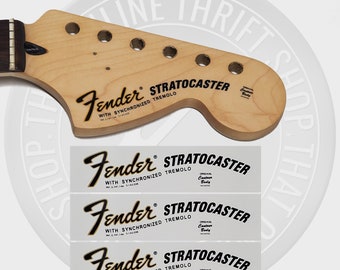 Fender Strat 70&#39;s Style Waterslide Guitar Headstock Decals (Set of 3)