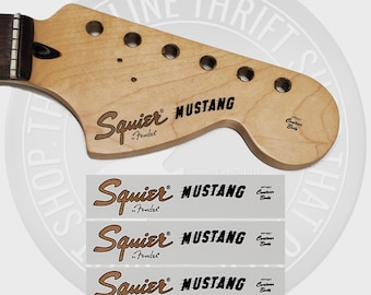 Squier by Fender Mustang Waterslide Guitar Headstock Decals (set