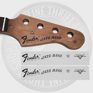 Fender Jazz Bass Waterslide Decals for Guitar Headstock (Set of 2)