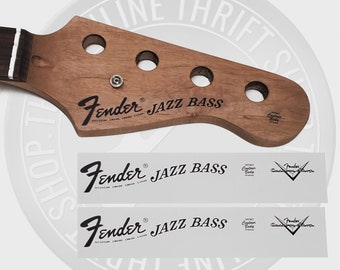 Fender Jazz Bass Waterslide Decals for Guitar Headstock (Set of 2)