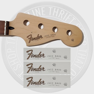 Fender Jazz Bass Waterslide Guitar Headstock Decals (Set of 3)