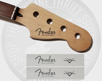 Fender Precision Bass Spaghetti Style Waterslide Decals for Guitar Headstock (Set of 2)
