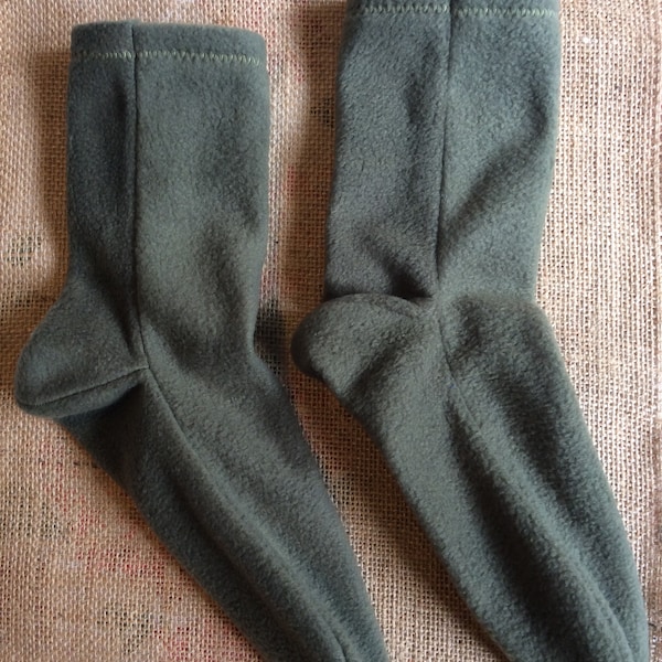 Army green fleece socks. Men’s sizes 10 and 12.