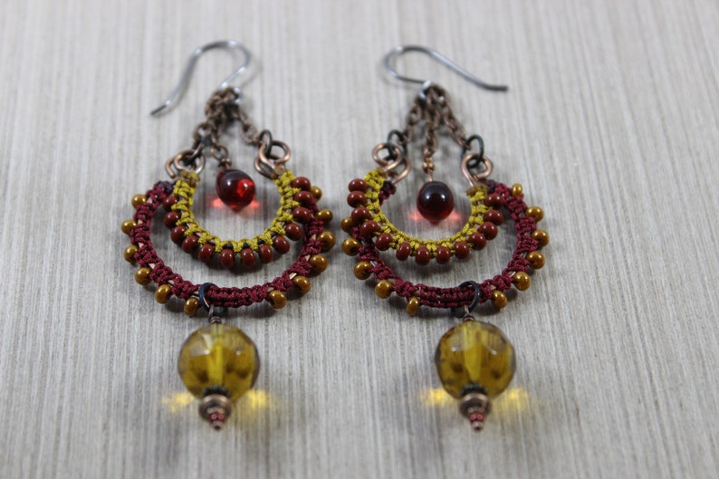 Macrame Bollywood Earrings Macrame Earrings Bohemian Earrings