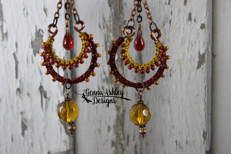 Macrame Bollywood Earrings Macrame Earrings Bohemian Earrings