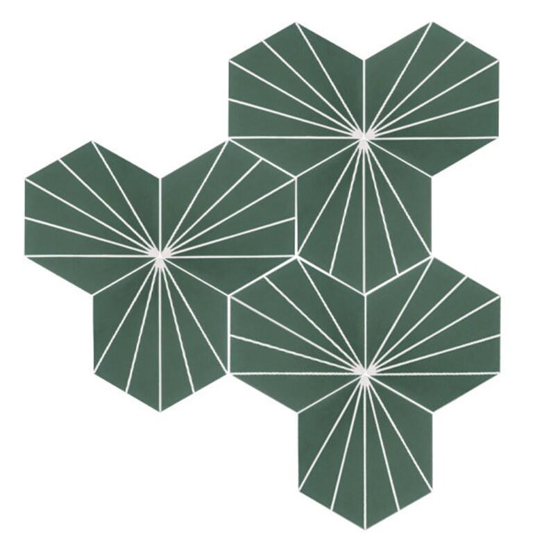 Cement Tile Pattern: Nola Green Hex | Etsy