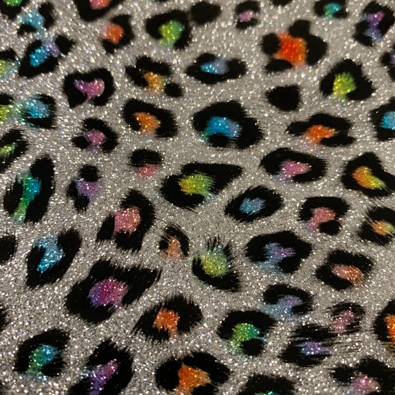 Leopard Print glitter vinyl Rainbow Leopard print faux | Etsy
