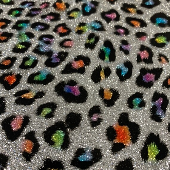 Leopard Print glitter vinyl Rainbow Leopard print faux | Etsy