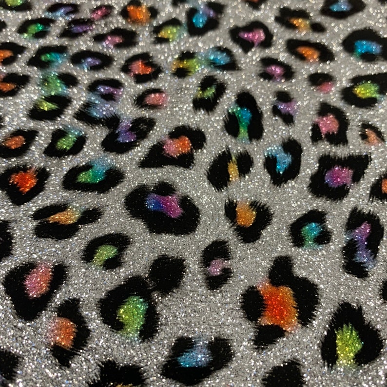 leopard print glitter vinyl rainbow leopard print faux etsy
