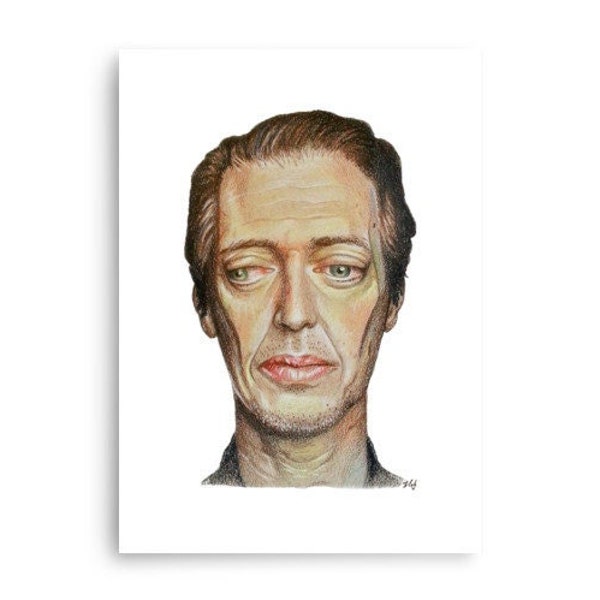 STEVE BUSCEMI PRINT, 5”x7”, pop culture art, poster, print, low brow, quirky gift, fan art, funny gift, colored pencil drawing print