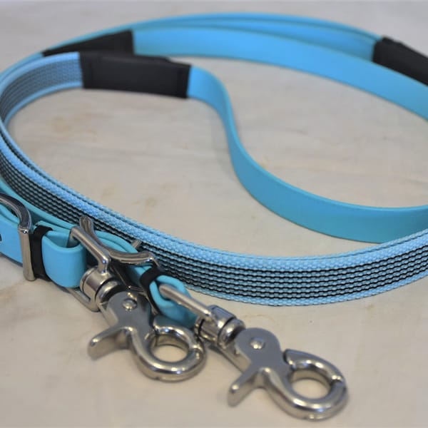 Perfeq Trail Grip Biothane Reins in Sky/Baby Blue with Pale Blue Grip