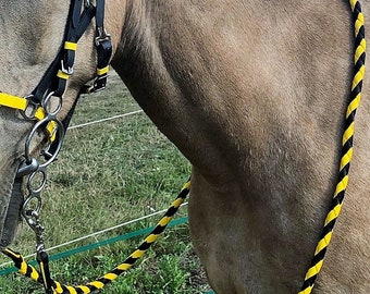 Perfeq Plaited Rope Reins Black and Yellow