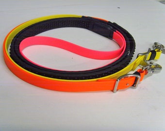 Perfeq Multi Coloured, Rubber Grip, Reins, Matt Yellow, Orange and Pink