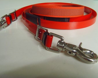 Perfeq Trail Grip Biothane Reins in Neon Translucent Red with Matching Grip