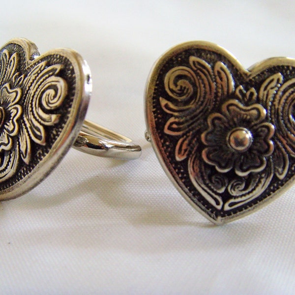 Pair of Western Heart Conchos with Brow Band adaptors