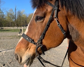 Perfeq, Synthetic English Hackamore Bridle in Matt Dark Brown Biothane - Complete Bridle