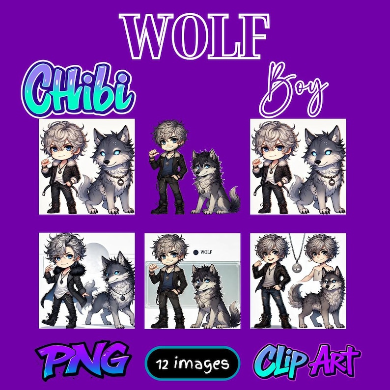 Chibi Wolf Boy Clip Art 12 PNG Images Stylish & Mysterious Character