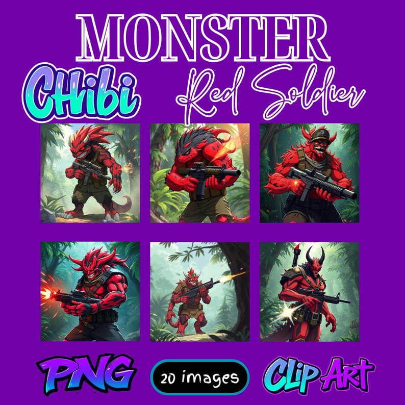 Chibi Monster Red Soldier Clipart 20 PNG Fantasy Warrior Graphics Armed