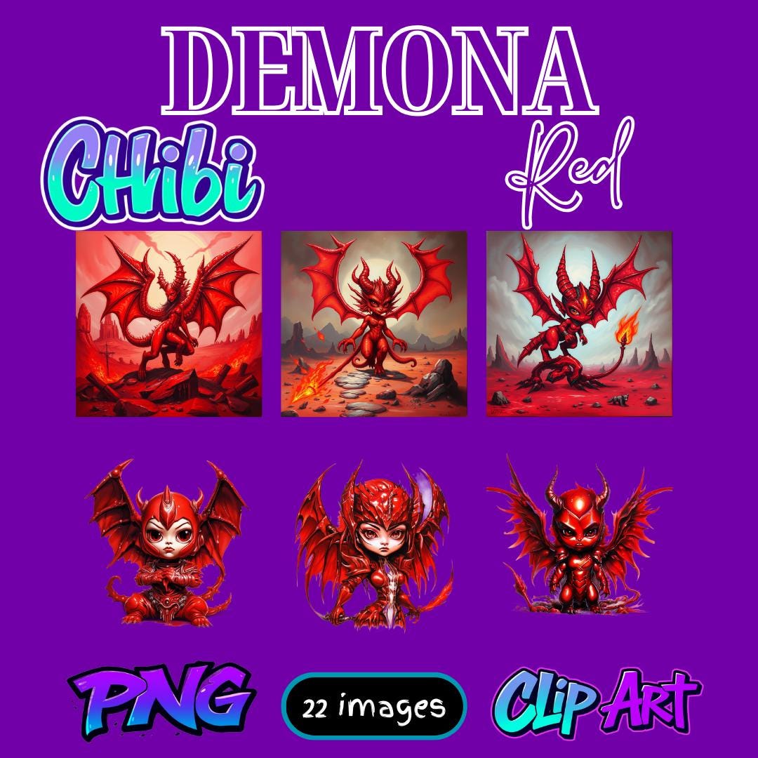 Chibi Red Demona Clipart 22 PNG Devilish Demon Art Dark Fantasy Clip ...