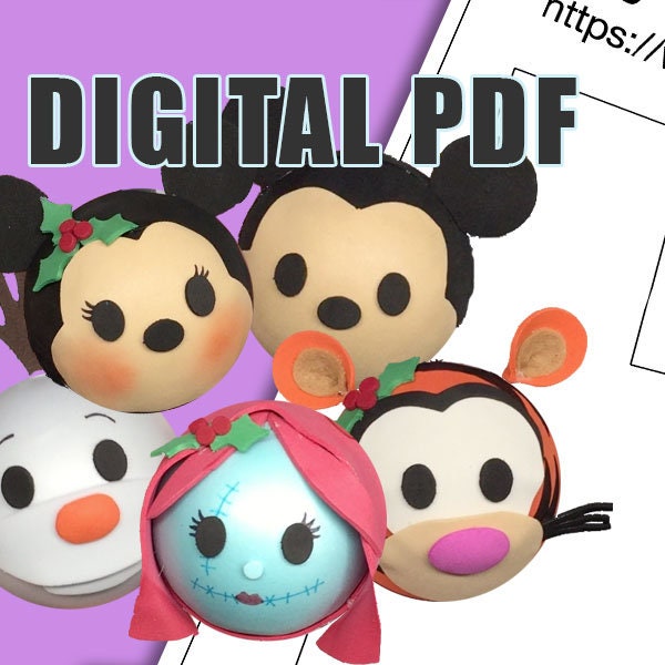 PDF - Plantillas/Moldes para fofubola de Mickey, Minnie, Olaf, Tiger, Sally