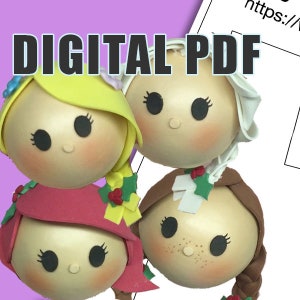 PDF - Rapunzel, Ariel, Anna, Elsa Fofuball ornaments template