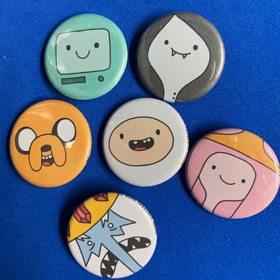 Adventure Time w/ Finn & Jake Set of 6 Buttons-Pins-Badges Ice King Party Favors 