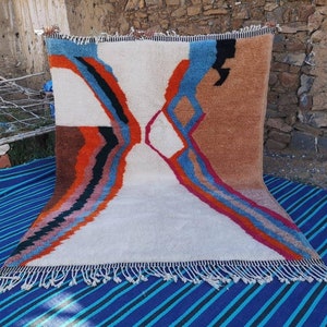 Rug BeniMrirt handmade wool carpet Beni ourain fluffy area rug Berber handwoven wool carpet Tapis Bérber Teppich Alfombras