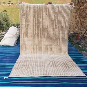 modern beni mrirt handmade wool carpet Beni ourain fluffy area rug Berber handwoven wool carpet Tapis Bérber Teppich Alfombras