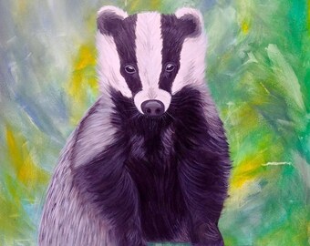 European Badger // Giclee Colorful Abstract Animal Print