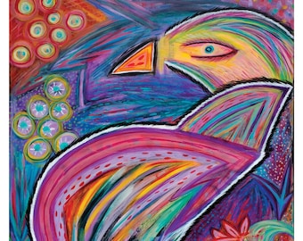 Electric Bird // Giclee Abstract Nature Animal Colorful Print