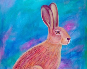 European Hare // Giclee Colorful Abstract Animal Print