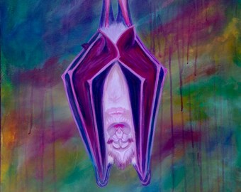 Greater Horseshoe Bat // Giclee Colorful Abstract Animal Print