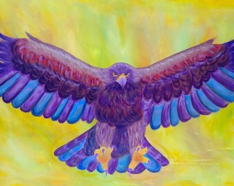 Golden Eagle // Giclee Colorful Abstract Animal Print