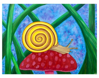 Humble Snail // Giclee Animal Nature Mushroom Print