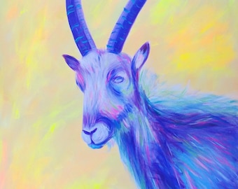 Alpine Ibex // Giclee Colorful Abstract Animal Print