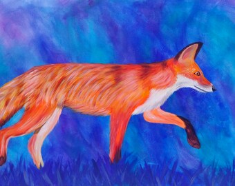Red Fox // Giclee Colorful Abstract Animal Print