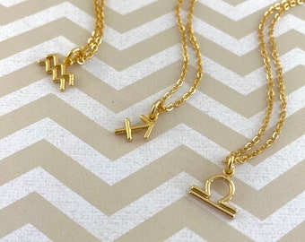 Horoscope Zodiac Gold Charm Necklace