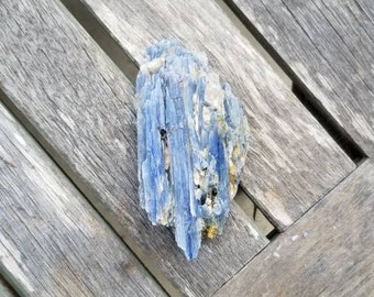 Raw Blue Kyanite and Quartz Crystal Cluster Specimen from Brazil