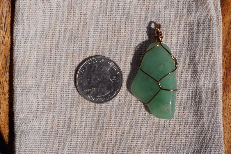 Tumbled Aventurine Crystal Wire Wrapped Pendant Necklace image 5