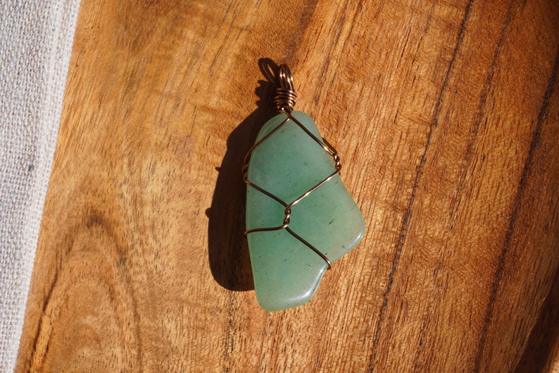 Tumbled Aventurine Crystal Wire Wrapped Pendant Necklace image 6