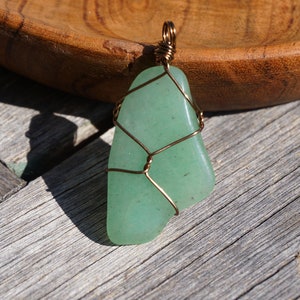 Tumbled Aventurine Crystal Wire Wrapped Pendant Necklace image 1