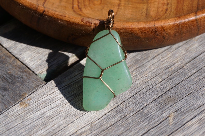 Tumbled Aventurine Crystal Wire Wrapped Pendant Necklace image 1