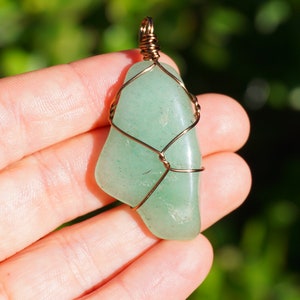 Tumbled Aventurine Crystal Wire Wrapped Pendant Necklace image 3