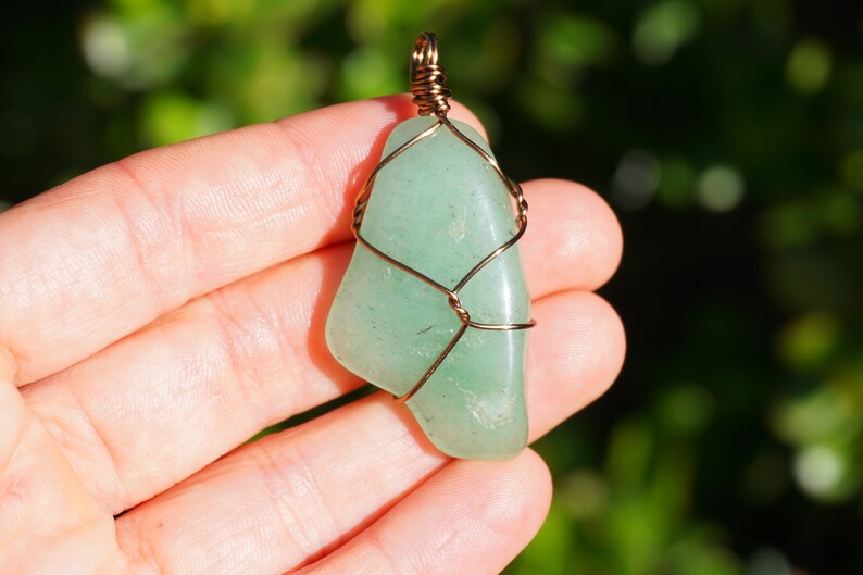 Tumbled Aventurine Crystal Wire Wrapped Pendant Necklace image 3