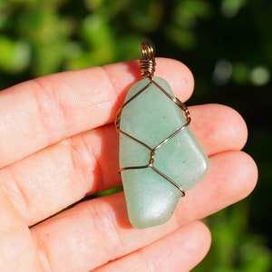 Tumbled Aventurine Crystal Wire Wrapped Pendant Necklace image 8